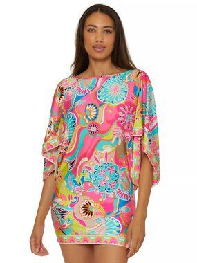 NWT Trina Turk Venus Floral V Neck Swim Tunic Coverup